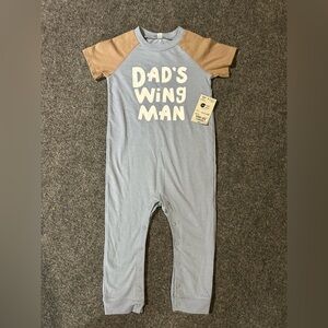 Blue and Tan 'Dad's Wing Man' Baby Romper